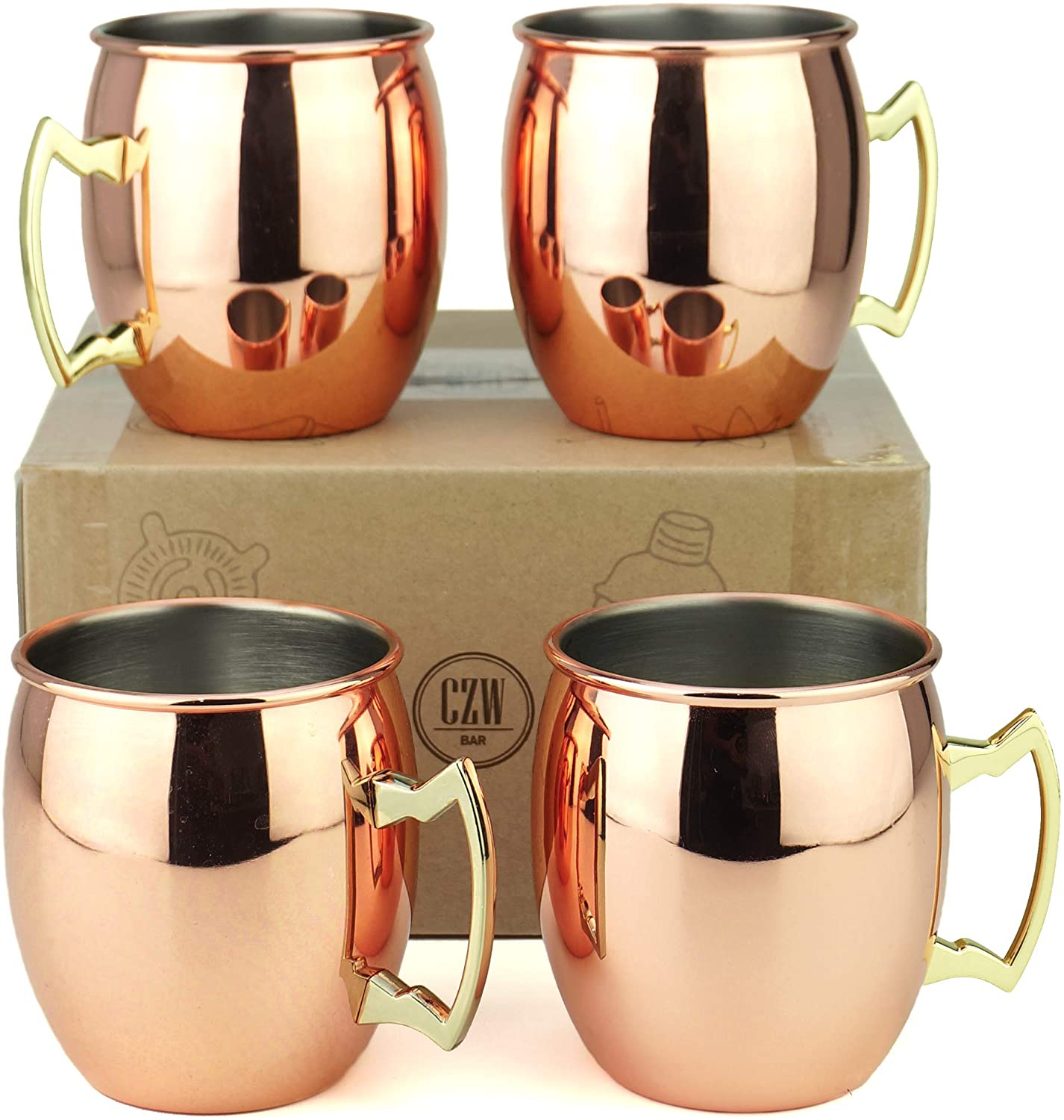 Traditional Copper/Rose Gold Plated Moscow Mule Mug Gift Set