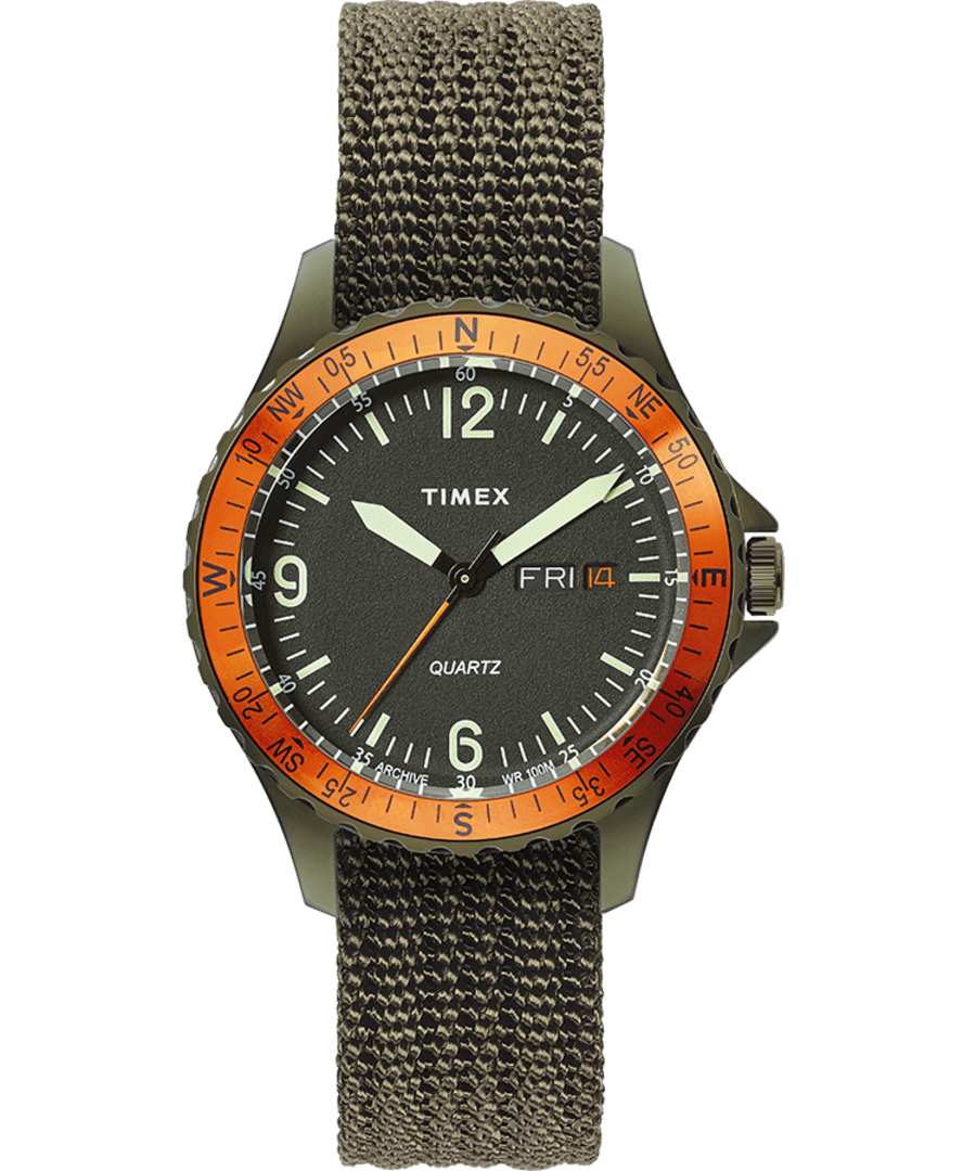 Timex Archive Navi Land 38MM Stainless Steel and Silicone Watch